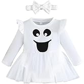 XuKoccYiee My 1st Halloween Newborn Baby Girl Pumpkin Romper Dress Tutu Onesie Infant Halloween Outfits Fall Winter Clothes