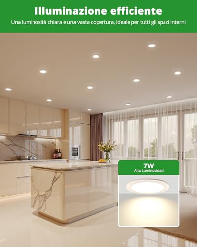 HOMEOW 12 x Recessed LED Spotlights for Plasterboard, 220 V 7 W 4000 K Natural Light LED Spotlights for Recessed Interior, IP44 Spotlight for Bathroom, Diameter 118 mm, Hole Diameter 95-110 mm