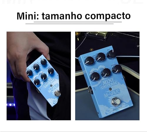 KINGSTER M-VAVE Pedal de efeitos de reverberação Mini Universe para guitarra elétrica, design True Bypass para guitarra, estojo de metal, fácil de operar 9 tons universais de reverberação, cordas