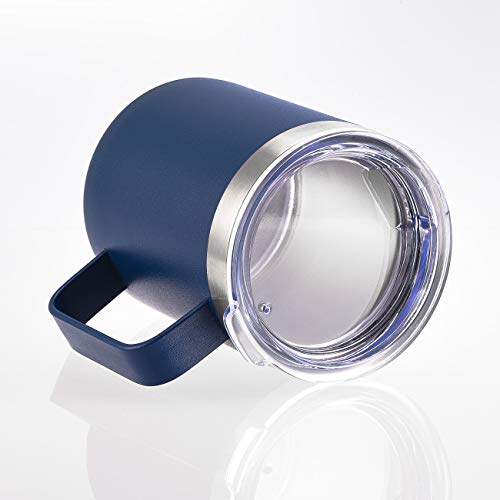 12oz Stainless Steel Insulated Coffee Mug with Handle, Double Wall Vacuum Tumbler Cup with Lid, Navy, 1 Pack