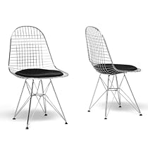 Baxton Studio Avery Mid-Century Modern Wire Chair with Black Cushion