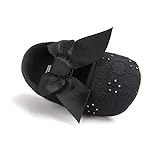 Baby Girls Princess Bowknot Soft Sole Cloth Crib Shoes Sneaker Black, 3-6 Months