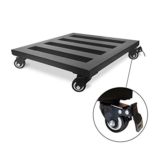 JzNova 14" Heavy Duty Metal Plant Stand with Wheels, Square Iron Plant