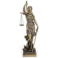 Large Bronze Finish Lady Justice 18 Inch Statue Sculpture