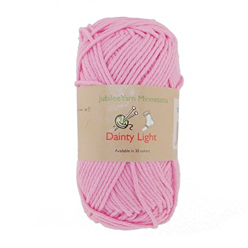 JubileeYarn Medium Gauge Worsted Weight Yarn - Dainty Light - 2 Skeins - 100% Cotton - Marina Pink - Color 103 -