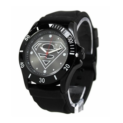 Superman Black Logo Watch with Black Silicon Strap (SUP9032)