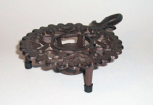 "ABC Products" - Heavy Cast Iron - Small Round Tealight Warmer With Handle - Very Good For Small Servings - (Bronze Rustic Color Finish - Uses One Tea Candle - Not included)