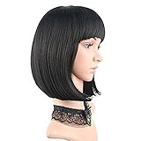 Straight Short Hair Bob Wigs 12'' with Flat Bangs Cosplay Synthetic New