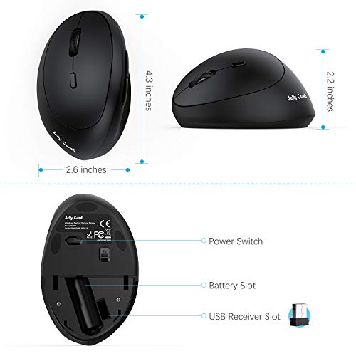 LeftHanded Mouse, Jelly Comb Wireless 2.4GHz Left Hand Ergonomic