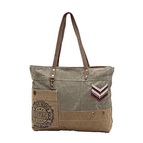 Myra Bags Military Badge Upcycled Canvas Tote Bag S-0934