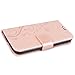Galaxy S4 Wallet Case, SmartLegend Embossed Floral Butterfly PU Leather Magnetic Flip Folio Cover with TPU Soft Bumper Case & Card Holders & Hand Strap for Samsung Galaxy S4 Rose Gold