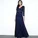 Miusol Women's Floral Lace 2/3 Sleeves Long Bridesmaid Maxi Dress (Small, Navy Blue)