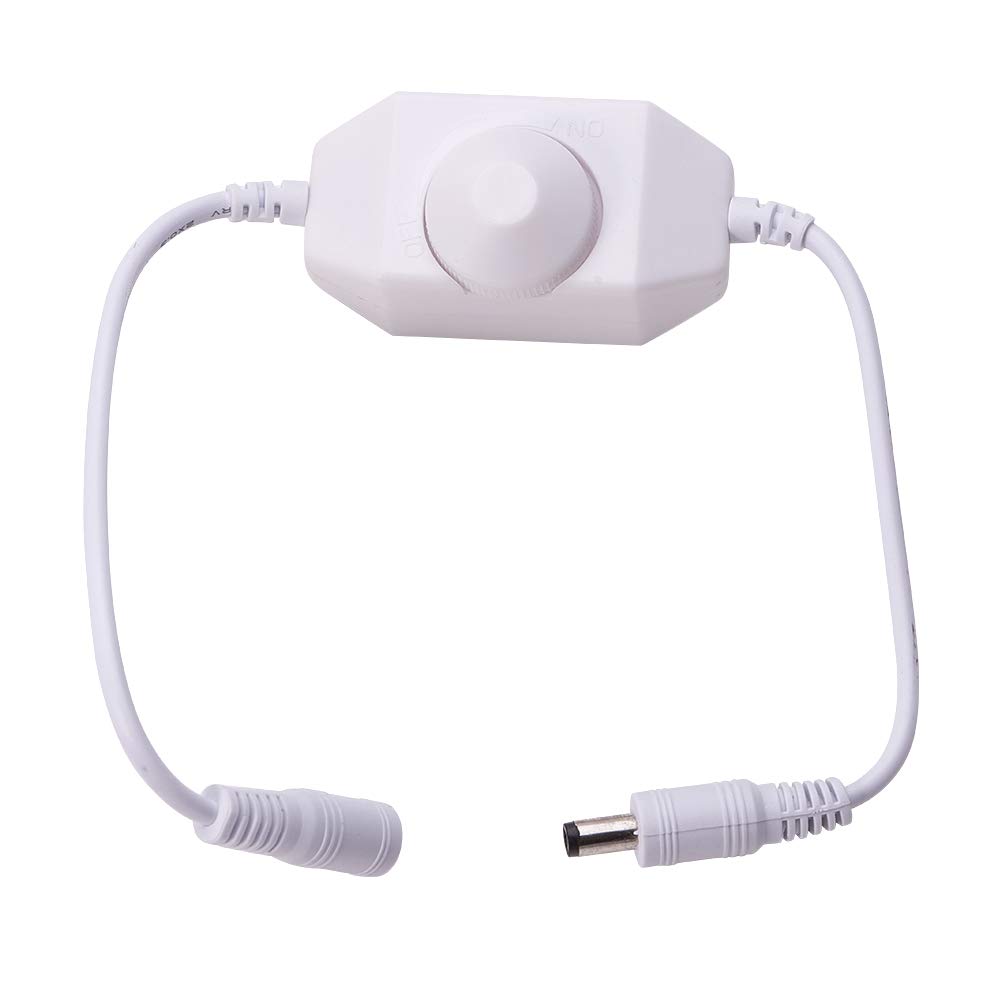 Othmro DC Dimmer Switch 12V-24V 6A Mini LED Dimmer Inline PWM Controller for Single Color LED Light/Strip/Lamp/Tape Lighting White 1PCS