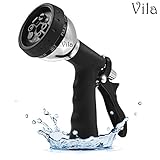 8 Spray Pattern Garden Hose Nozzle by Vila -- Multi-use, fits all standard hoses - Sturdy design makes it Heirloom Gift - Anti-leakage