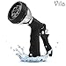 8 Spray Pattern Garden Hose Nozzle by Vila -- Multi-use, fits all standard hoses - Sturdy design makes it Heirloom Gift - Anti-leakage