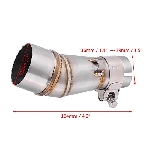 Motorcycle Exhaust Pipe Slip On Exhaust Middle Link Pipe Adapter Connector for Kawasaki Z250 Ninja 250 13-16 - Thumbnail 6