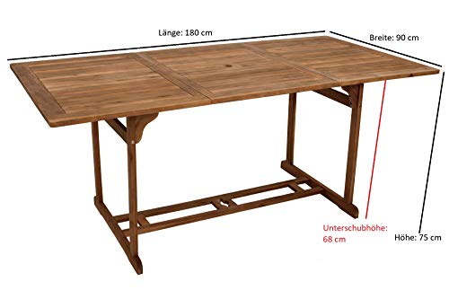 DEGAMO Gartentisch KORFU 90x180cm rechteckig, Akazie Holz braun geölt, Outdoor – Bild 3