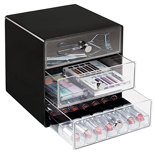 mDesign Plastic 3 Drawer Organizer for Makeup Storage Stackable