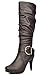 Dream Pair Women's PARIS Chic Fashion Platform Knee High Rhinestone Buckle Slouchy Faux Fur Lining High Heel Boots