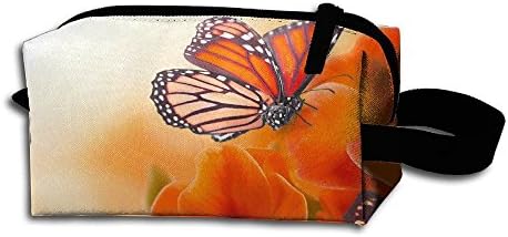 Butterfly On Macro Petal Portable Pencil Bag Coin Purse Pouch Stationery Storage Organizer Case Cosmetic Makeup Brush Holder With Durable Zipper For Students Office