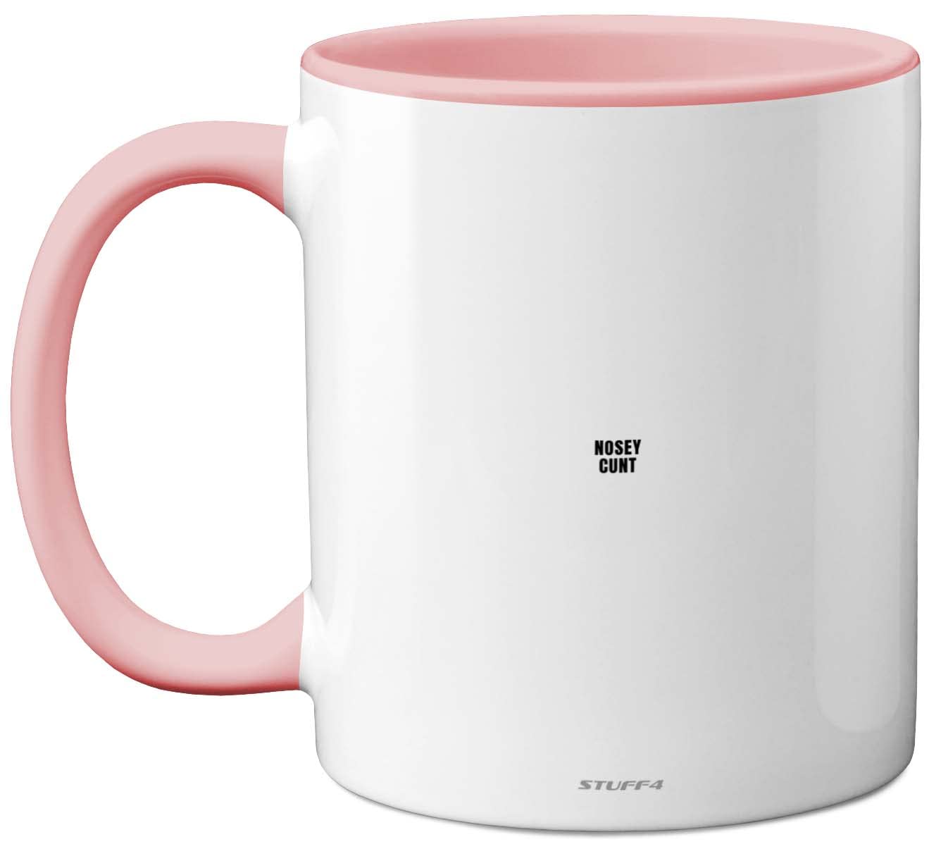 Stuff4 Nosey C**t Mug - Fun Sarcastic Gifts for Work Colleagues, Crude Rude Xmas Gift, Novelty Christmas Mug for Friends, Funny Secret Santa Gifts, 11oz Ceramic Dishwasher Safe Pink Coffee Cup