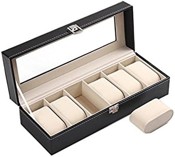 6/10/12 Grid Watch Display Box Case Faux Leather Jewellery Display Box Black