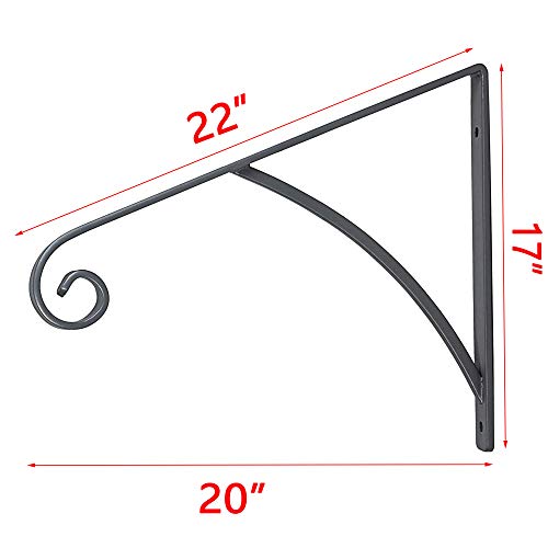ATYOUK Single Post Handrail Wrought Iron Post Mount Step Grab Supports with Base Plate Fits 1 or
