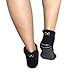 Non Slip Skid Socks with Grips, For Hospital Rehab, Yoga, Pilates, Barre, Traveling, Home Use, Black (Grey Grippy Lines) - Size S/M, 2 Pairs
