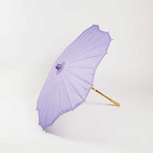 Quasimoon PaperLanternStore.com 32" Lavender Paper Parasol Umbrella, Scallop Shaped