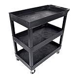 Luxor EC111-B Tub Storage Cart 3 Shelves - Black,32" x 18"