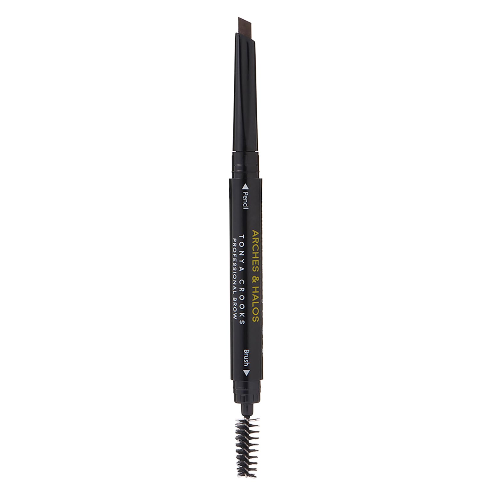 Arches & Halos Angled Brow Shading Pencil - Double Sided Eyebrow Filler and Spoolie - Angled Brush Design for Precise Shaping and Styling - Buildable, Easy Blend Pigment - Dark Brown - 0.35 g