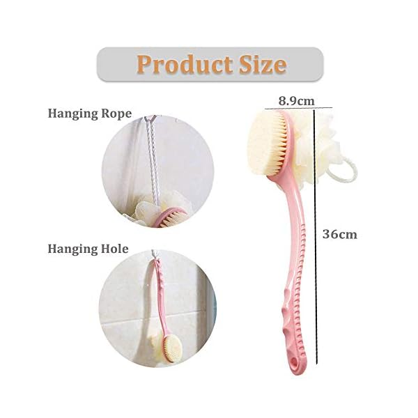 Sunwuun-1-PACK-Back-Scrubber-Body-Brush-Loofah-Dry-Brushing-Body-Brush-with-handle-for-shower-with-Loofah-2-in-1-Multifunction-Bath-Brush-Mesh-Sponge-with-Curved-Handle-for-Men-and-Women Sunwuun 1 Pack Back Scrubber Body Brush Loofah Dry Brushing Body Brush with Handle for Shower with Loofah, 2-in-1…