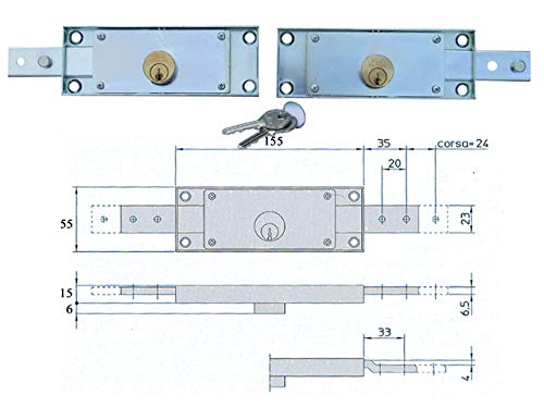 Viro 8232/8233.9 Lock, Ottone Metallo, 155 x 55 mm