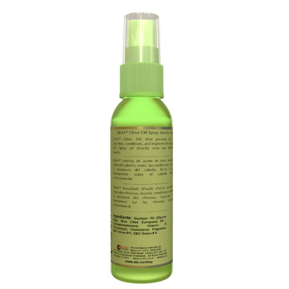 Okay Olive Spray Mist Oil For Hair Helps Prevents Hair Loss For All Skin&Hair Types, 2 Fl Oz