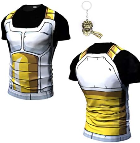 JarilnMo Men DBZ Goku Compression Workout Armor Long Sleeve/Short Sleeve Shirt with Free Keychain