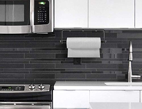ORLESS Adhesive Paper Towel Holder Under Cabinet & Wall Mount, No Drilling Suitable for Kitchen Bathroom - Black