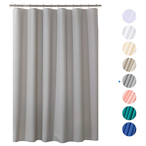 AmazerBath Plastic Shower Curtain, 72" x 72" Grey EVA 8G Thick Bathroom Shower Curtains Eco-Friendly with Heavy Duty Clear Stones and Rust-Resistant Grommet Holes