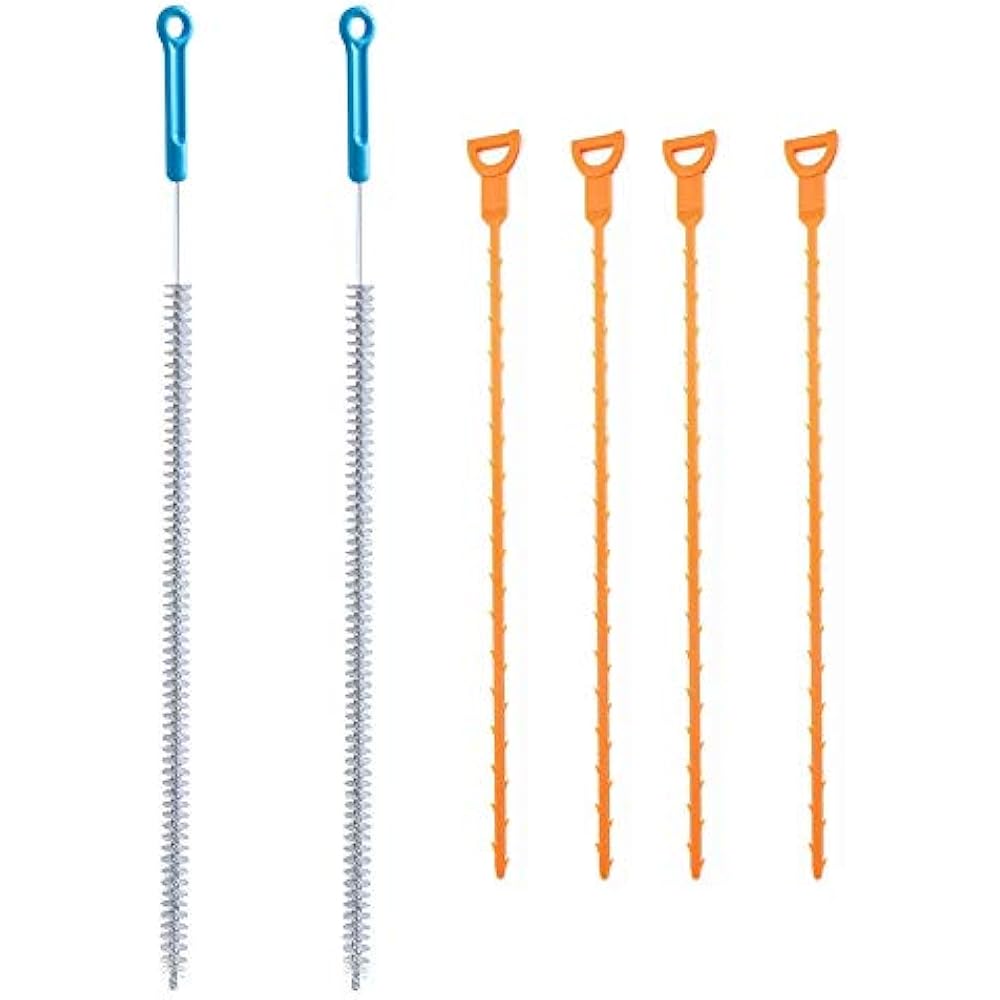 Sink Drain Overflow Cleaning Brush 2 Pack, 4 Household Sewer Hair
