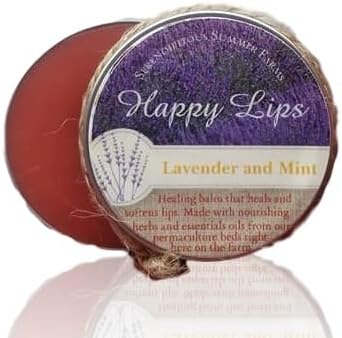 Happy Lips~Lavender and Mint~ Gift Wrapped and Made With Organic Healing Herbs and Wonderfully Aromatic Essential Oils! Make Your Lips HAPPY! Comparable to EOS and Burt's Bees!