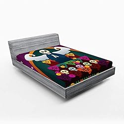 Ambesonne Sugar Skull Fitted Sheet Set, Angel Head