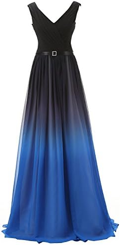 Belle House Women's Gradient Color Chiffon Formal Evening Dress Long Prom Gown