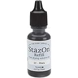 Tsukineko 1/2 Fluid Ounce StazOn Multi-Surface Inker, Jet Black