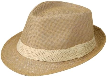 Sombrero Fedora Borsalino De Paja Para Hombre Y Mujer - Trilby Panamá Unisex Verano Playa (Marrón, 57cm)