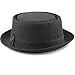 THE HAT DEPOT Black Horn Cotton Plain Porkpie Hat (Medium, Black)