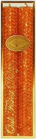 Premium Handmade Glittering Beeswax Candles, Mandarin Color, 8-Inch, Box Set of 2
