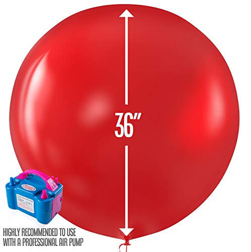 image for Prextex Red Giant Balloons - 8 Jumbo 36 Inch Red Balloons for Photo Sh