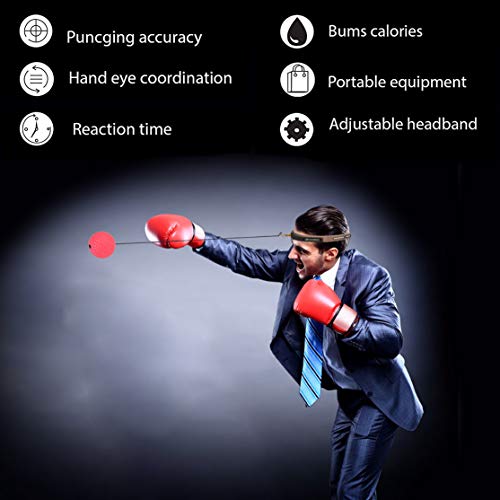 SUMERSHA Boxing Reflex Ball, 2 Difficulty Level Boxing Ball with Headband Improving Speed Reactions Hand Eye Coordination Boxing Punch Equipment