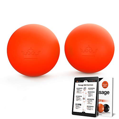 Lacrosse Massage Balls :: Hot or Cold Therapy Roller Set for Deep Tissue, Trigger Point & Myofascial Tensions Release :: New Ball Design for Back, Foot, Plantar Fasciitis, Yoga :: eBooks Included