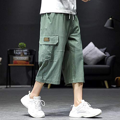 1 F_Gotal+Mens+Elastic+Calf+Length+Pants