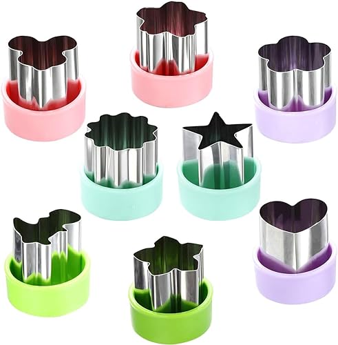 Vegetable Cutter Shapes Set (8 Pack) – 1.5" Stainless Steel Mini Cookie & Fruit Cutters for Kids, Bento Lunch, Sandwich,